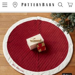 Red velvet quilted tree skirt.